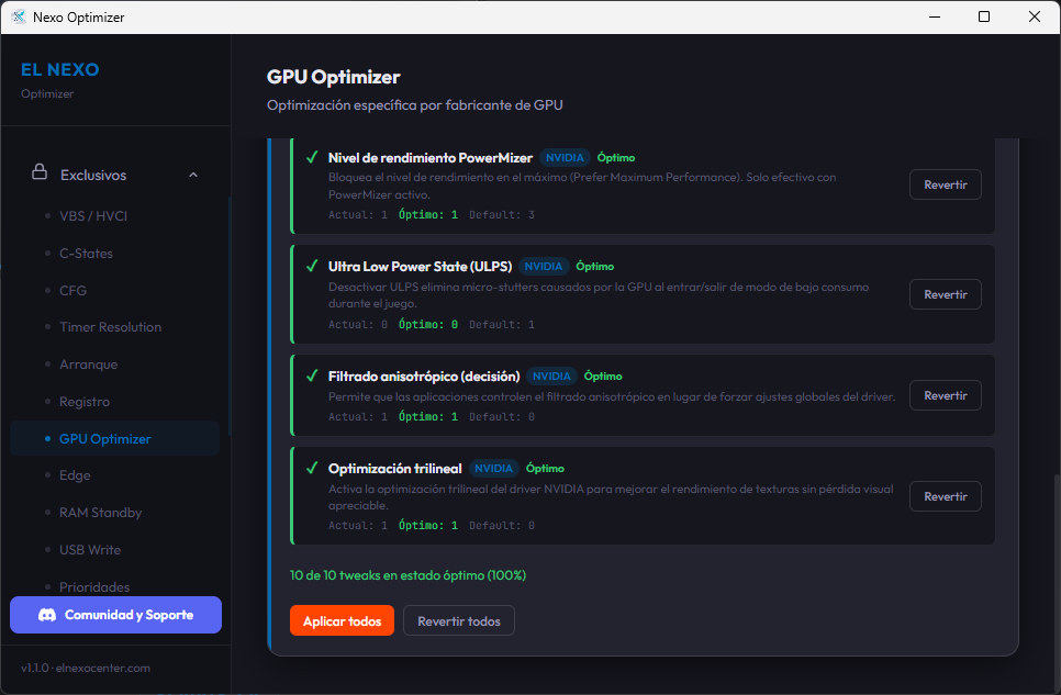 NexoOptimizer — GPU Optimizer